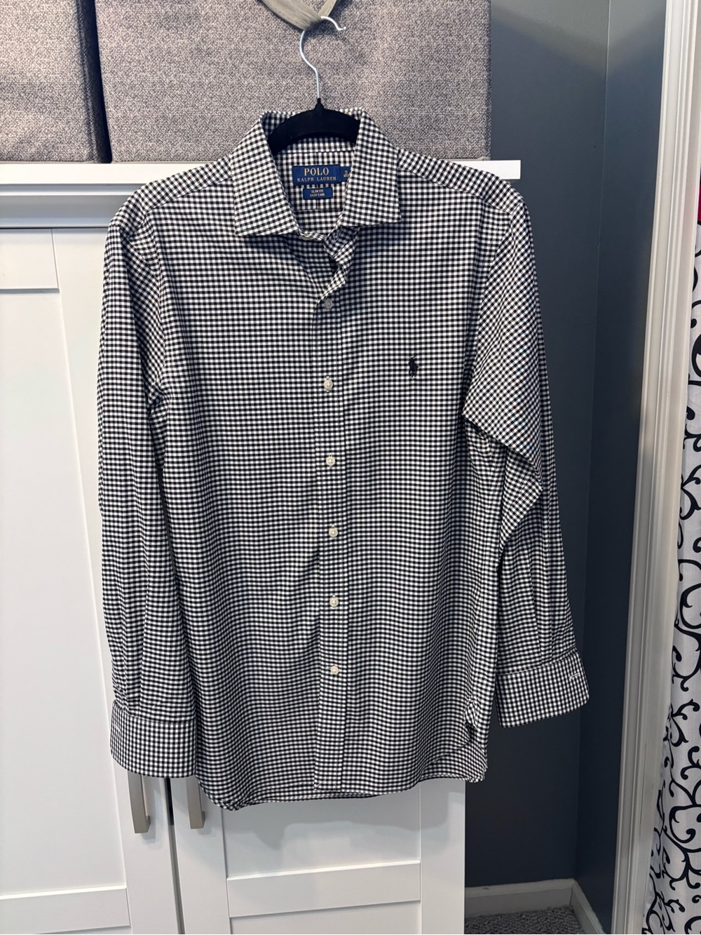 Polo by Ralph Lauren Black & White Gingham Button-Down Shirt Like New Classic